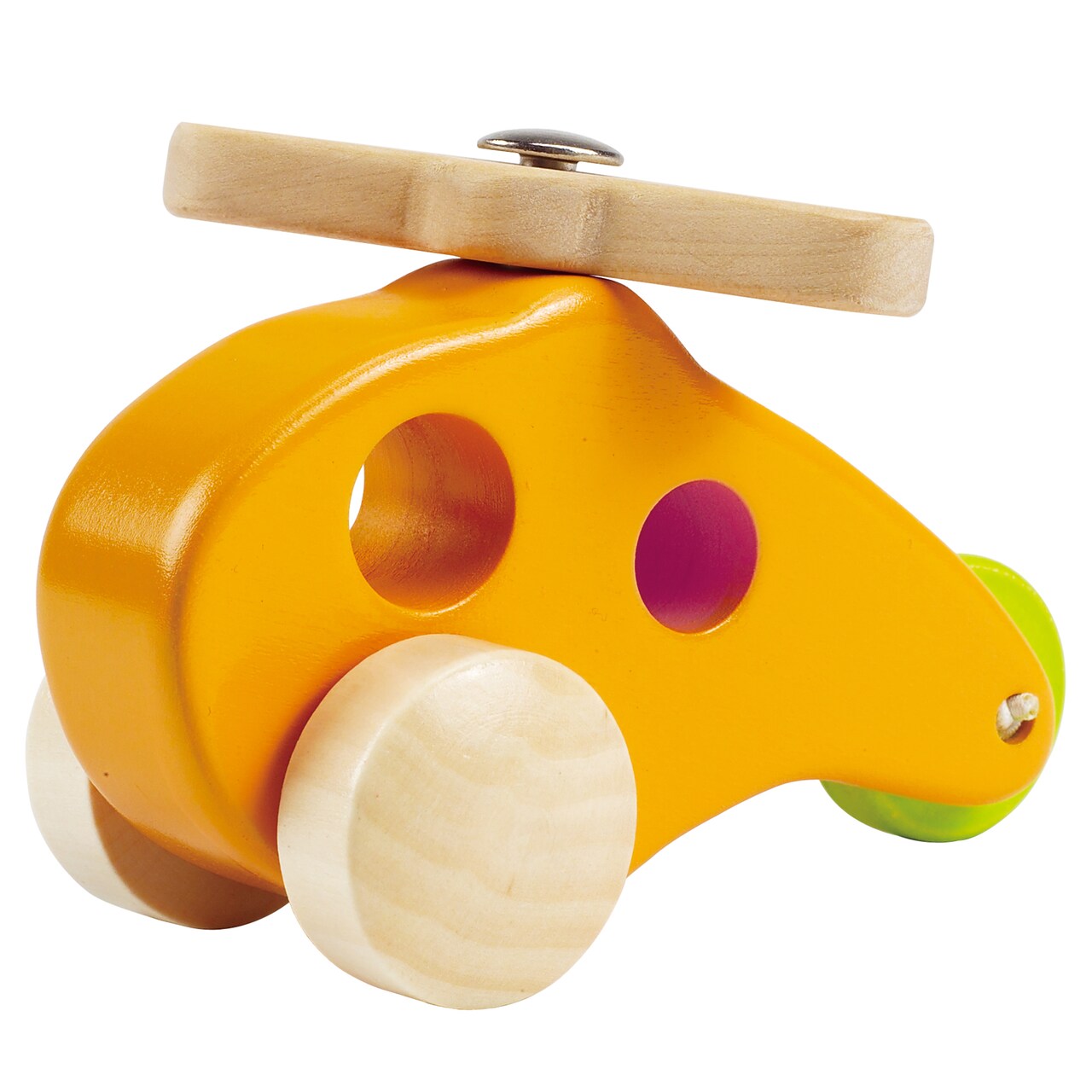 Hape: Little Copter - Yellow - Wooden Toy Vehicle Helicopter, Spinning Blade, Holes For Easy Gripping, Classic Design, Baby-Toddlers-Kids Ages 10mo+